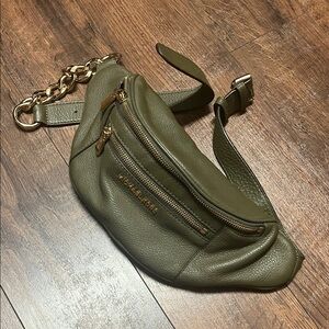 Michael Kors Green Leather Waist Bag with Gold Accents